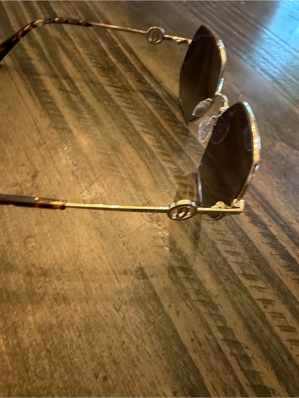 Marc Jacobs Gold Metal Hexagonal Sunglasses with Smoke Lenses